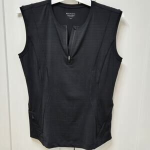 Athleta Women’s Medium Petite Black Half Zip Athletic Tank Top Zip Pockets